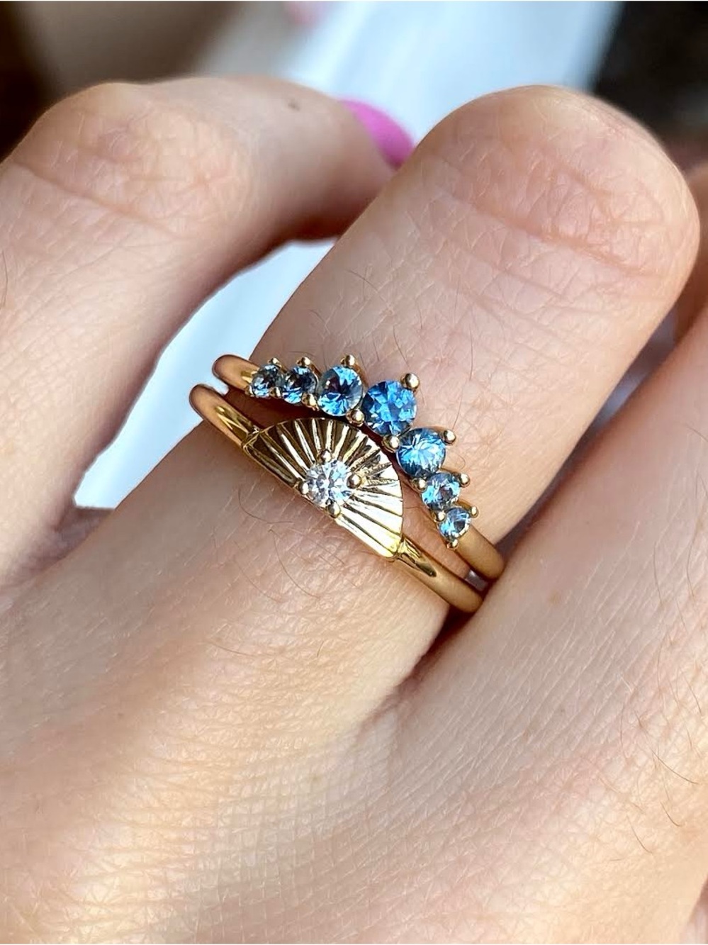 Marrow Fine Seven Stars Malawi Sapphire Ring - Size 8.5 in 14K Yellow Gold
